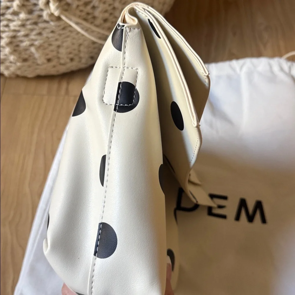 Eadem Cream and Black Polka Dot Cosmetic Bag